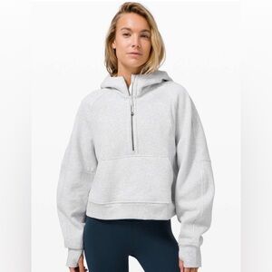 Lululemon Scuba Oversized Cropped Half Zip Hoodie Heathered Gray XS/S
